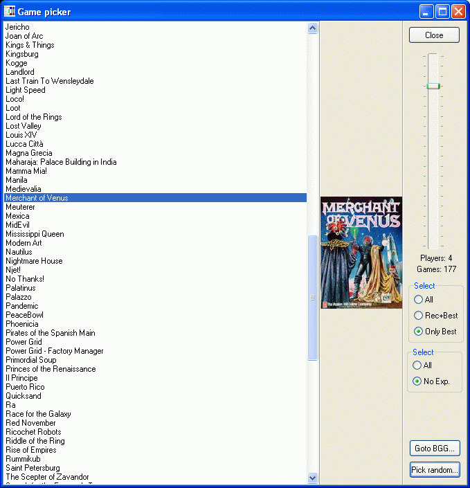 game picker window